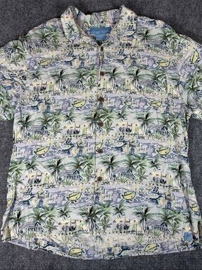 Bermuda Bay 100% Silk Hawaiian Tropical Button Down Shirt Men’s Size Large